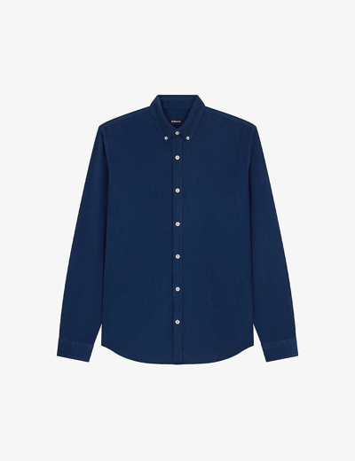 Shop Balibaris Men's Dusky Navy College Button-down Regular-fit Cotton-corduroy Shirt