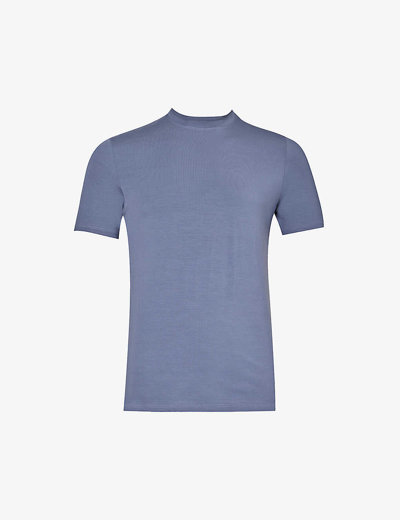 Shop Zimmerli Mens Winter Blue 558 Pureness Crew-neck Regular-fit Stretch-jersey T-shirt