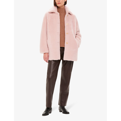 Shop Whistles Women's Pink Mia Single-breasted Shearling Coat