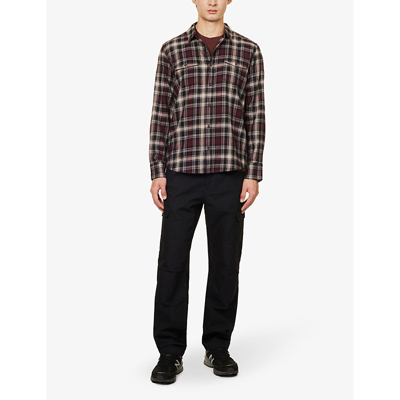 Shop Paige Men's Onyx Cosmos Everett Checked Cotton-blend Shirt In Multi-coloured
