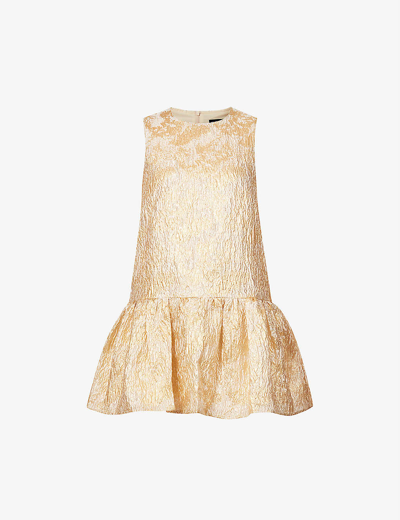 Shop Sister Jane Women's Gold Cassandra Metallic-jacquard Dropped-hem Woven Mini Dress