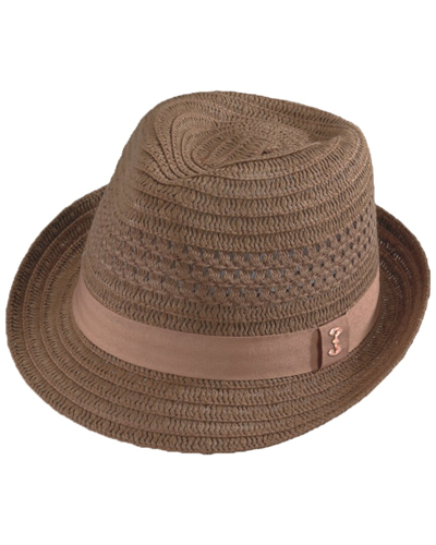 Shop Who Ced Lafayette Braided Strips Fedora In Brown
