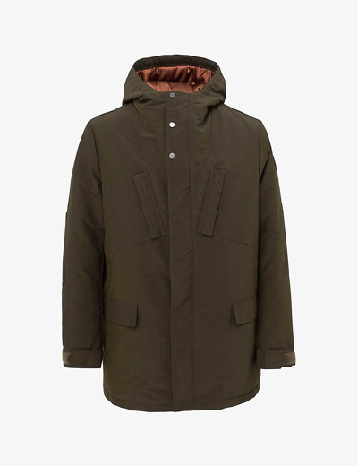 Shop Ikks Men's Kaki Hooded High-neck Woven Jacket