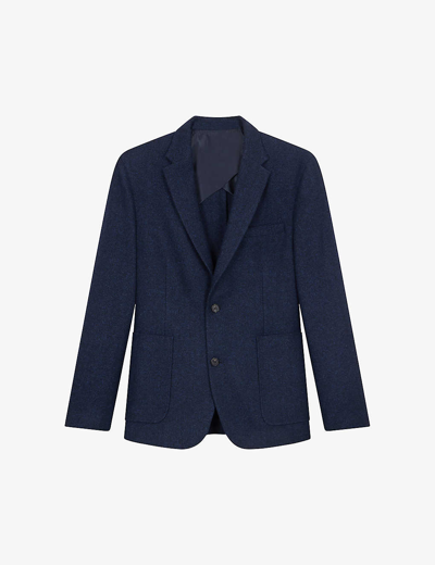 Shop Balibaris Men's Dusky Navy Heaton Welt-pocket Regular-fit Wool-blend Jacket