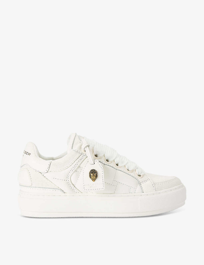 Shop Kurt Geiger London Womens White Southbank Logo-tag Leather Low-top Trainers
