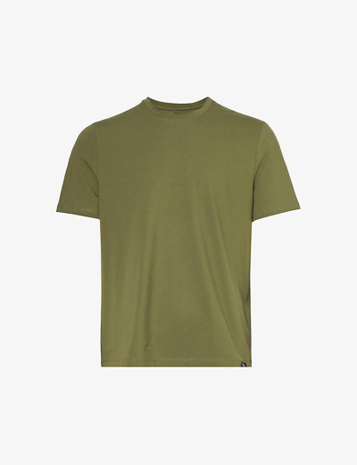 Shop 7 For All Mankind Luxe Performance Crewneck Regular-fit Stretch-cotton Jersey T-shirt In Green