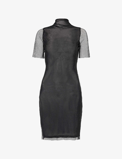 Shop Amy Lynn Women's Black Crystal-embellished Slim-fit Woven Mini Dress