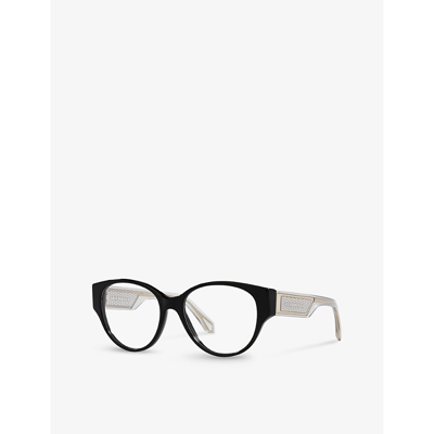Shop Bvlgari Bv4217 Panthos-frame Acetate Optical Glasses In Black