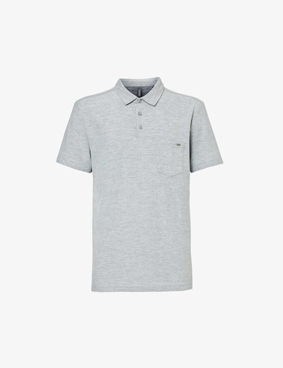 Shop Vuori Ace Brand-plaque Recycled-polyester-blend Polo Shirt In Light Grey