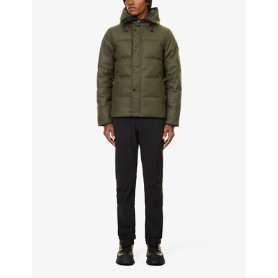 Shop Canada Goose Mens Military Green Melange Macmillan Brand-patch Recycled Wool-blend Jacket