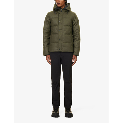 Canada Goose Mens Military Green Melange Macmillan Brand-patch Recycled Wool-blend Jacket In Military Green Melange