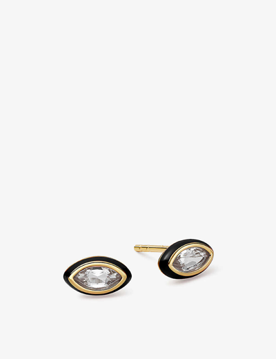 Shop Astley Clarke Flare 18ct Yellow Gold-plated Vermeil Sterling-silver And White Topaz Stud Earrings In Yellow Gold Vermeil