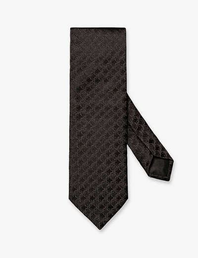 Shop Eton Mens Black Geometric-pattern Wide-blade Silk Tie