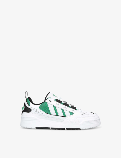 Shop Adidas Originals Adidas Boys White/blk Kids Adi2000 Brand-stripe Leather And Canvas Low-top Trainers