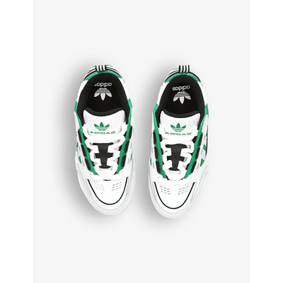 Shop Adidas Originals Adidas Boys White/blk Kids Adi2000 Brand-stripe Leather And Canvas Low-top Trainers