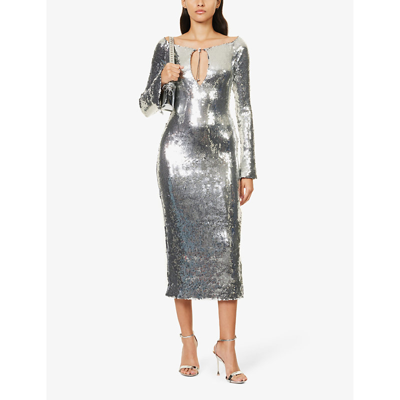 Shop 16arlington 16 Arlington Women's Chrome Solare Sequin-embellished Stretch-woven Midi Dress