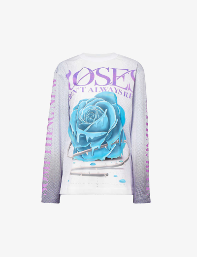 Shop Burberry Women's Haze Rose Graphic-print Relaxed-fit Jersey T-shirt