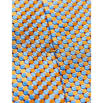 Shop Eton Geometric-pattern Silk Tie In Orange