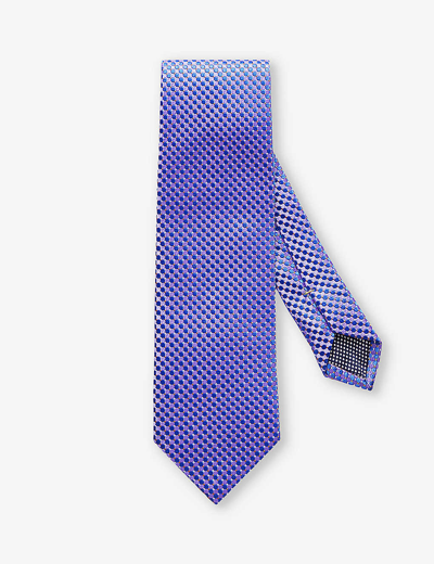 Shop Eton Geometric-pattern Silk Tie In Dark Purple