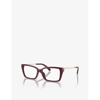 Shop Tiffany & Co Tf2239u Rectangular-frame Acetate And Metal Glasses In Red