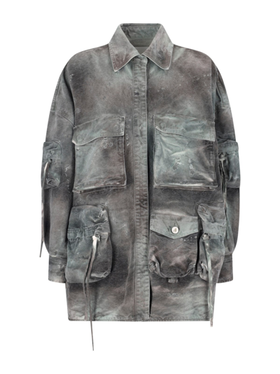 Shop Attico 'fern' Short Coat In Green