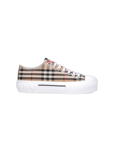 Shop Burberry 'vintage Check' Sneakers In Beige