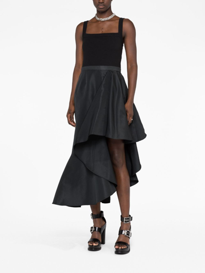 Shop Alexander Mcqueen Asymmetrical Midi Dress In Black  