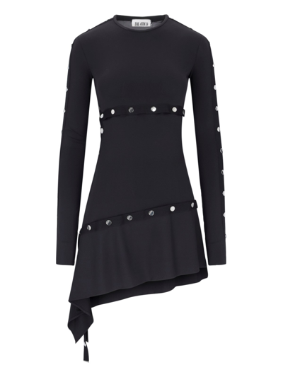Attico Studded Asymmetric Convertible Dress In Black  