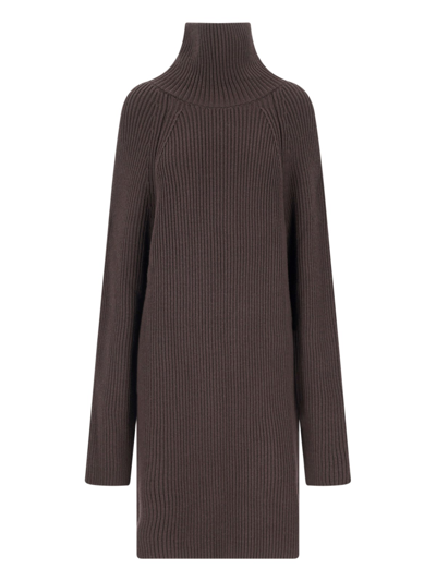 Shop Ludovic De Saint Sernin Knitted Midi Dress In Brown