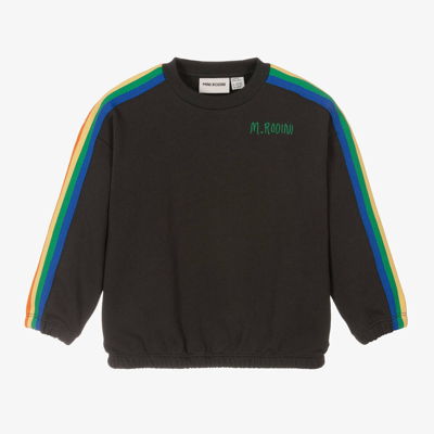 Shop Mini Rodini Black Cotton Rainbow Stripe Sweatshirt