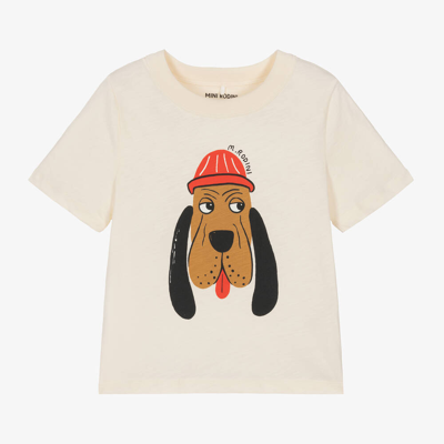 Shop Mini Rodini Ivory Organic Cotton Hound Dog T-shirt