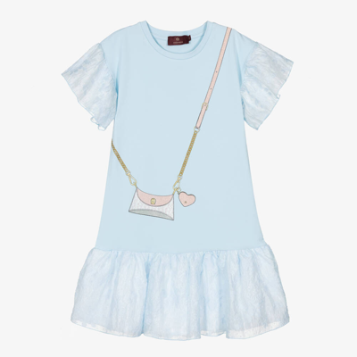 Shop Aigner Teen Girls Blue Cotton Crossbody Bag Dress