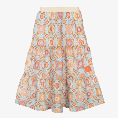 Shop Aigner Teen Girls Blue Cotton Floral Skirt