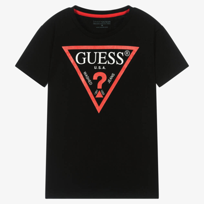 Shop Guess Teen Boys Black Triangle Cotton T-shirt