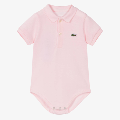 Shop Lacoste Pink Organic Cotton Polo Bodysuit