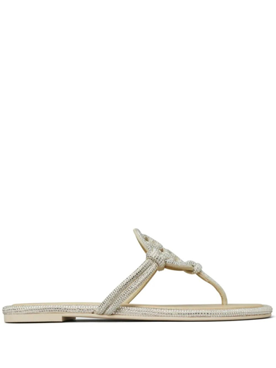 Shop Tory Burch Miller Knotted Embellished Crystal In Silver