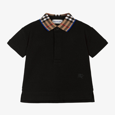 Shop Burberry Baby Boys Black Vintage Check Polo Shirt