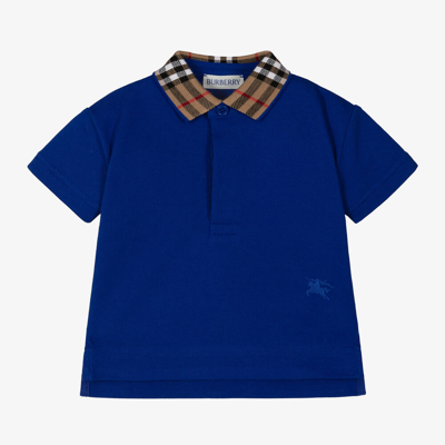 Shop Burberry Baby Boys Blue Vintage Check Polo Shirt