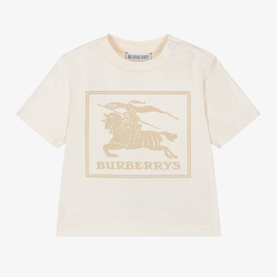 Shop Burberry Baby Boys Ivory Ekd Cotton T-shirt