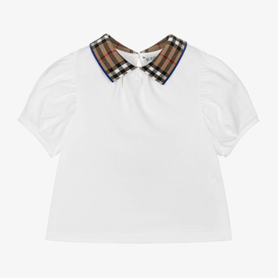 Shop Burberry Baby Girls White Vintage Check Blouse
