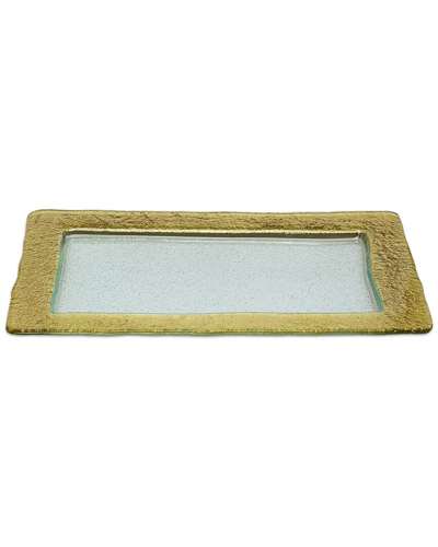 Shop Alice Pazkus 14.5in Glass Rectangular Tray With Gold Design