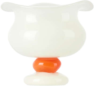 Shop Helle Mardahl White & Orange 'the Perfect' Bowl In Coconut & Grapefruit