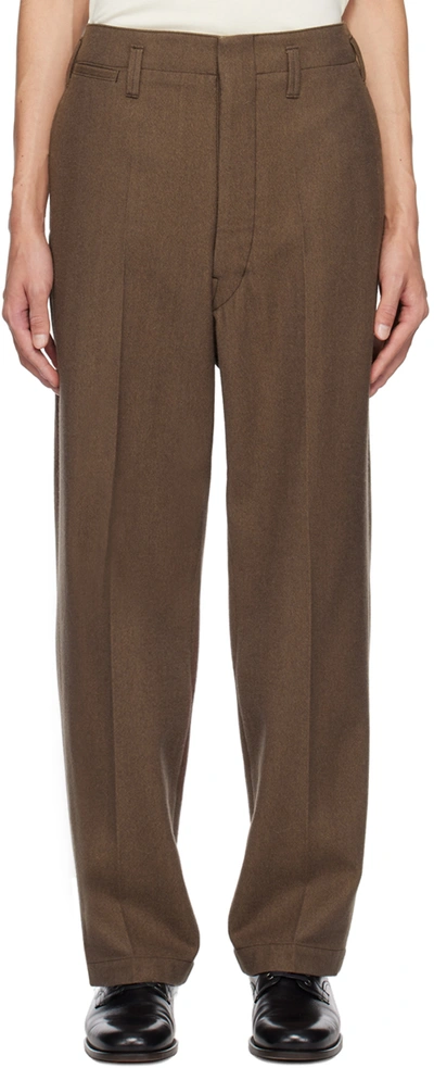 Shop Lemaire Brown Maxi Trousers In Br440 Mushroom