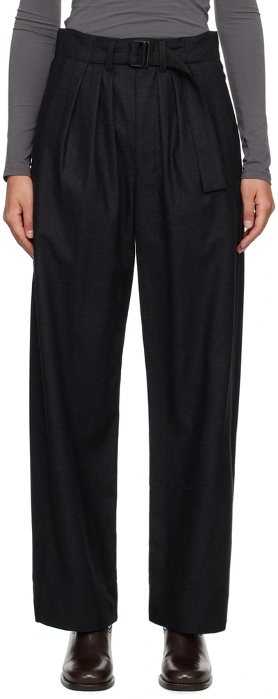 Shop Lemaire Gray Belted Trousers In Mu190 Antracite/grey