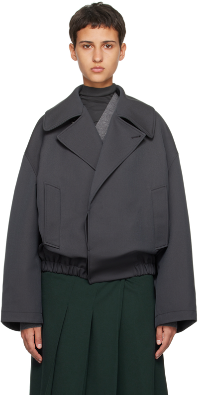 Shop Lemaire Gray Short Jacket In Bk968 Dark Grey