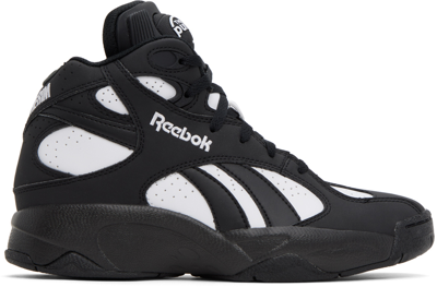 Shop Reebok Black & White 'above The Rim' Pump Vertical Sneakers In Core Black/ftwr Whit