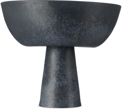 Shop L'objet Navy Medium Terra Bowl On Stand In Iron