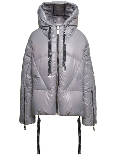 Shop Khrisjoy Grey 'puff Khris Iconic' Oversized Down Jacket With Hood In Polyester
