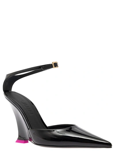 Shop 3juin Clea' Black Pumps With Wedge Heel And Contrasting Detail In Leather