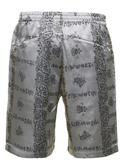 Shop Needles Grey Shorts With Al-over Florel Print In Cupro